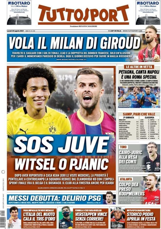 Rassegna stampa Juve: prime pagine quotidiani sportivi - 30 agosto 2021 43 tuttosport 3