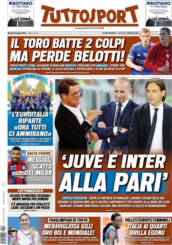 Rassegna stampa Juve: prime pagine quotidiani sportivi - 31 agosto 2021 43 tuttosport 5