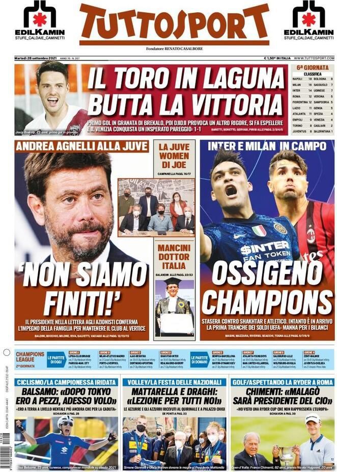 Rassegna stampa Juve: prime pagine quotidiani sportivi - 28 settembre 2021 43 IMG 20210928 WA0003