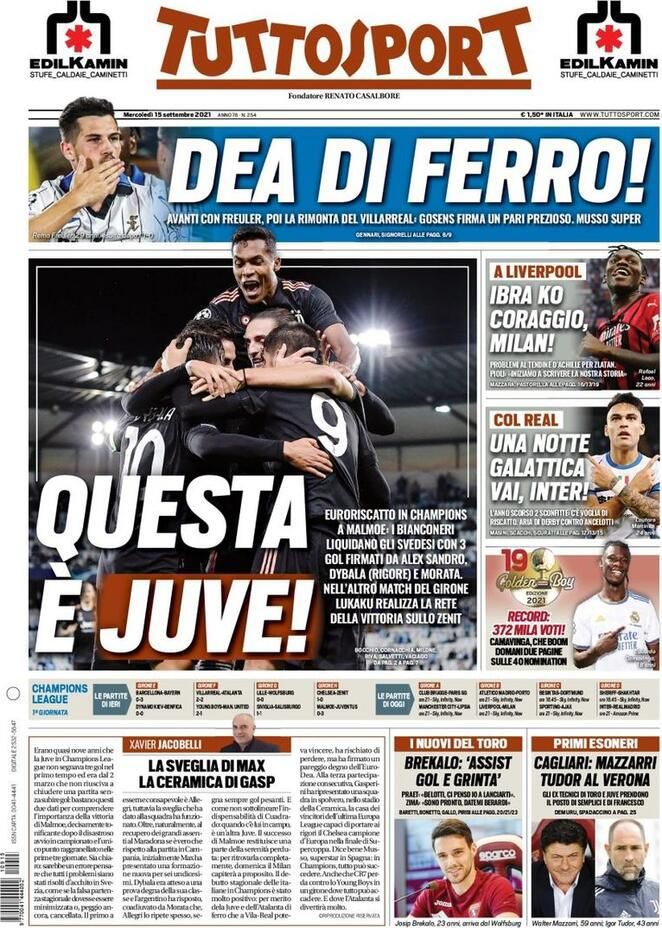 Rassegna stampa Juve: prime pagine quotidiani sportivi - 15 settembre 2021 44 WhatsApp Image 2021 09 15 at 07.35.57