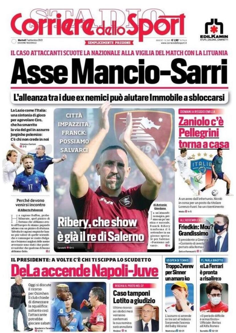 Rassegna stampa Juve: prime pagine quotidiani sportivi - 7 settembre 2021 45 corriere