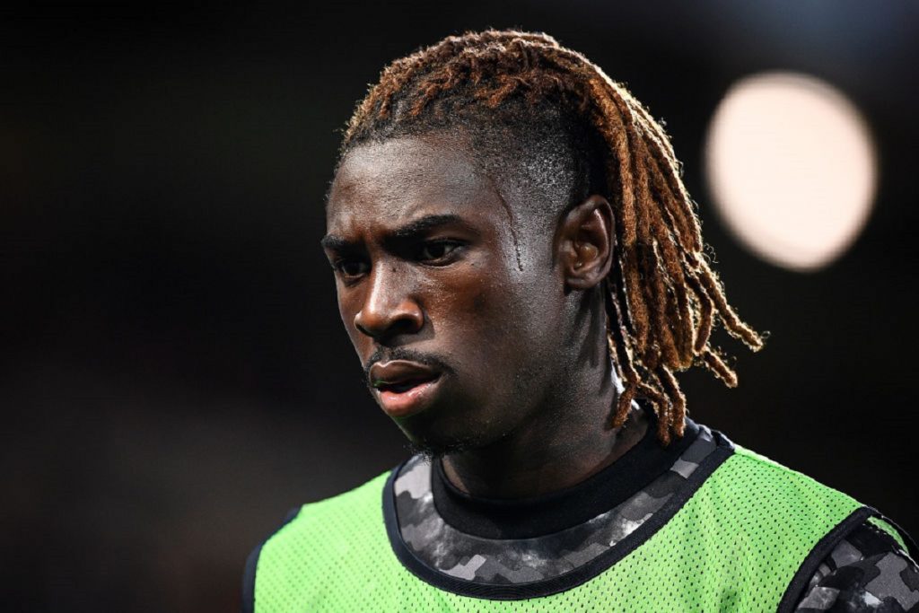 Moise Kean of Juventus FC looks on during the UEFA Champions