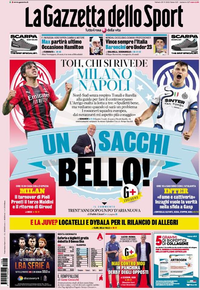Rassegna stampa Juve: prime pagine quotidiani sportivi - 25 settembre 2021 8 la gazzetta dello sport 2021 09 25 614e568413f0e