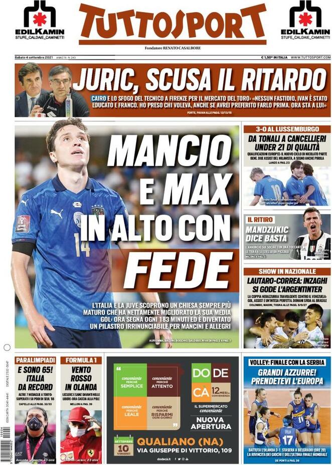 Rassegna stampa Juve: prime pagine quotidiani sportivi - 4 settembre 2021 43 tuttosport 2021 09 04 61329ccd30357