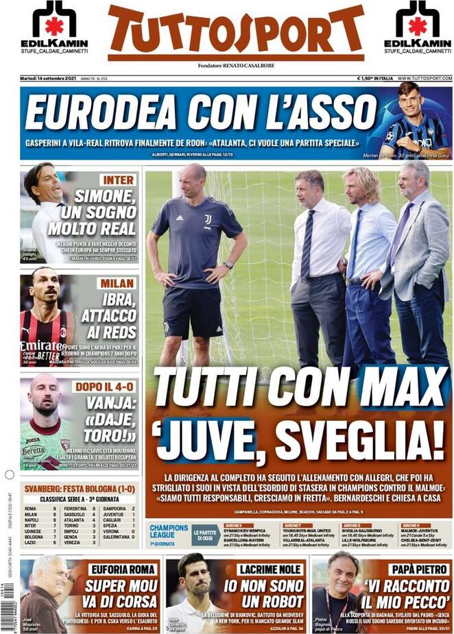 Rassegna stampa Juve: prime pagine quotidiani sportivi - 14 settembre 2021 43 tuttosport 2021 09 14 613fcd0b211b3