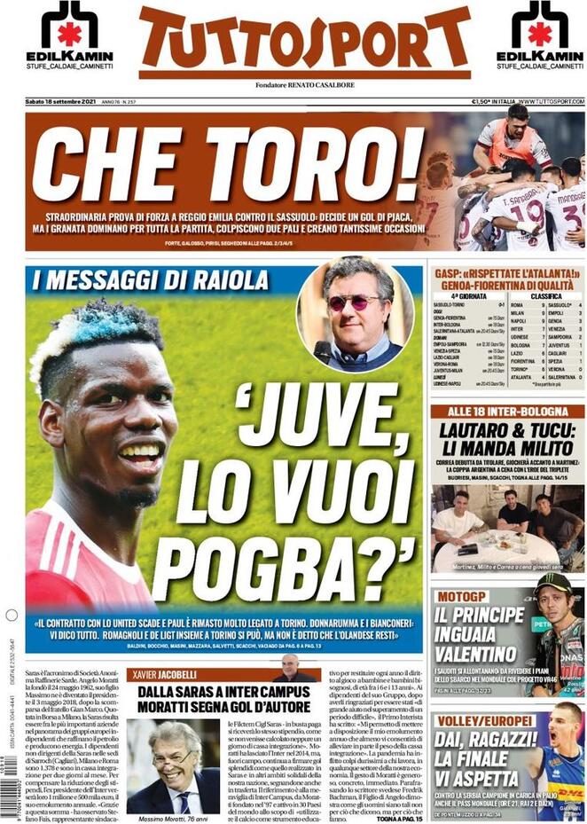 Rassegna stampa Juve: prime pagine quotidiani sportivi - 18 settembre 2021 7 tuttosport 2021 09 18 614514e893f3d