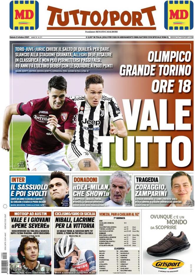Rassegna stampa Juve: prime pagine quotidiani sportivi - 2 ottobre 2021 43 IMG 20211002 WA0010 1