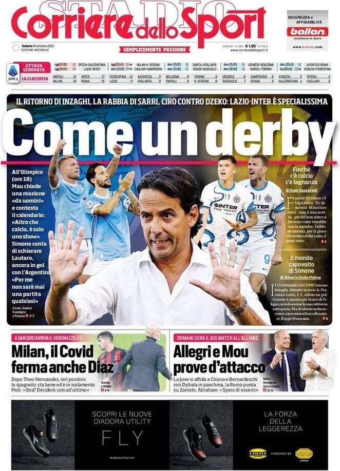 Rassegna stampa Juve: prime pagine quotidiani sportivi - 16 ottobre 2021 45 corriere dello sport 2021 10 16 616a505942347