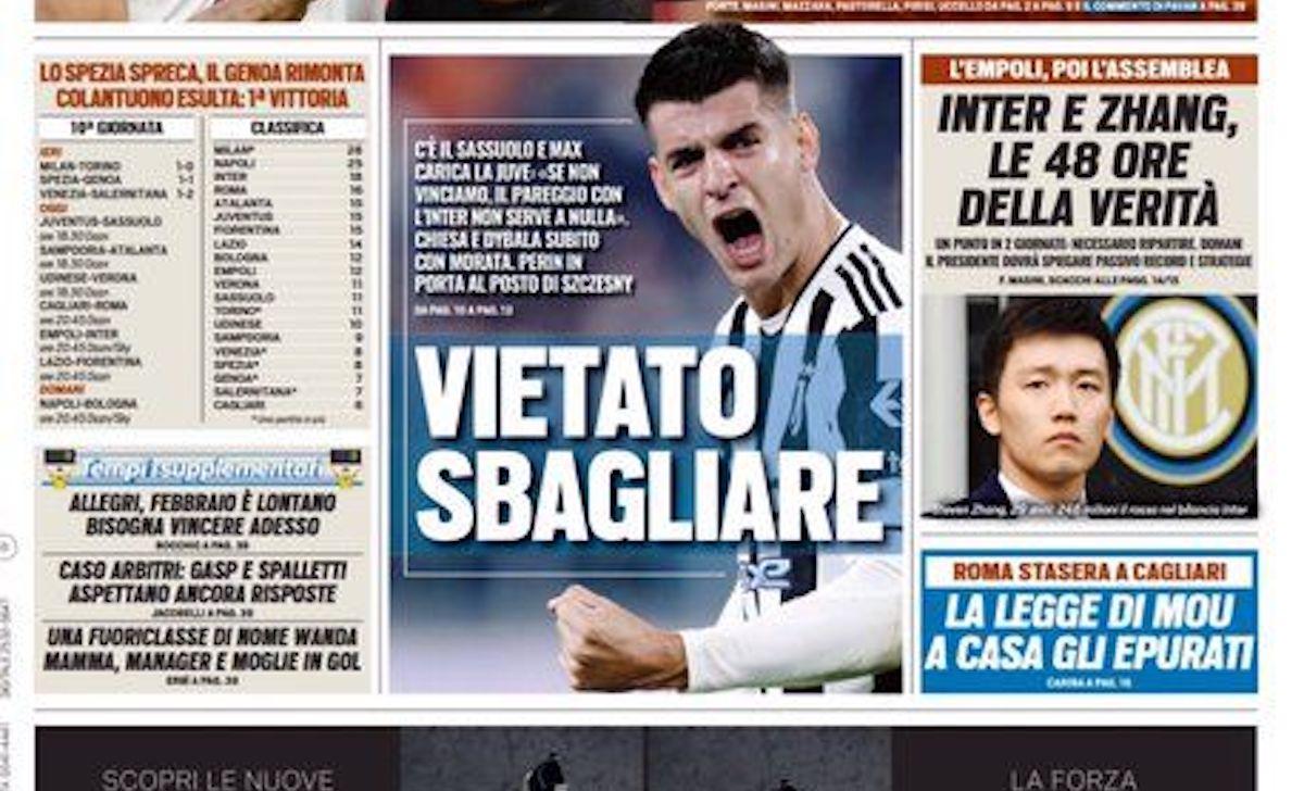 Rassegna stampa Juve: prime pagine quotidiani sportivi - 27 ottobre 2021 42 tuttosport 11