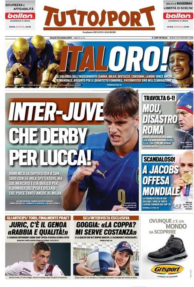 Rassegna stampa Juve: prime pagine quotidiani sportivi - 22 ottobre 2021 43 tuttosport 2021 10 22 6172404004eba