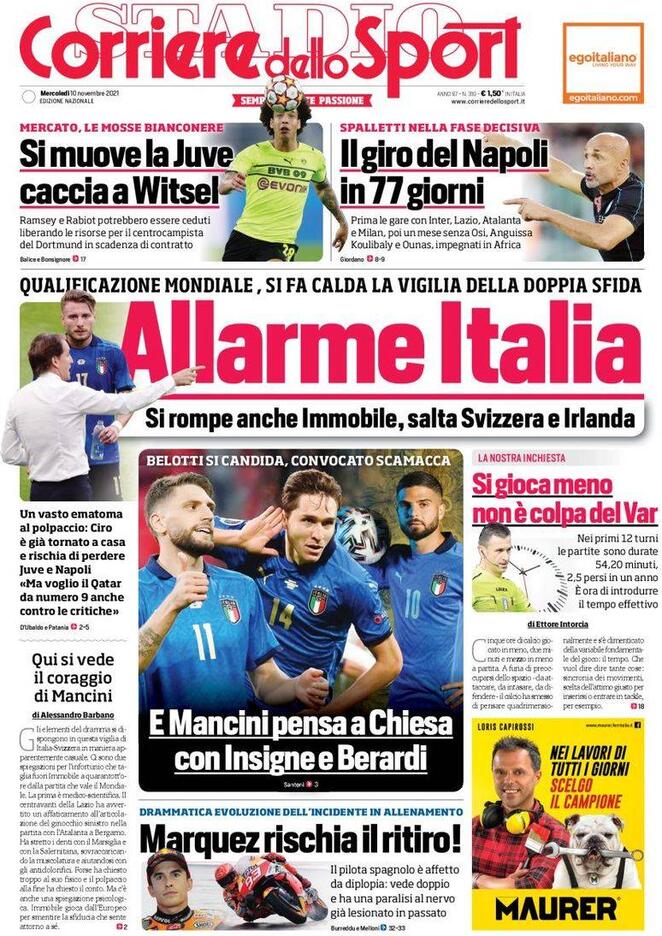 Rassegna stampa Juve: prime pagine quotidiani sportivi - 10 novembre 2021 45 corriere dello sport 2021 11 10 618aff5ed2744