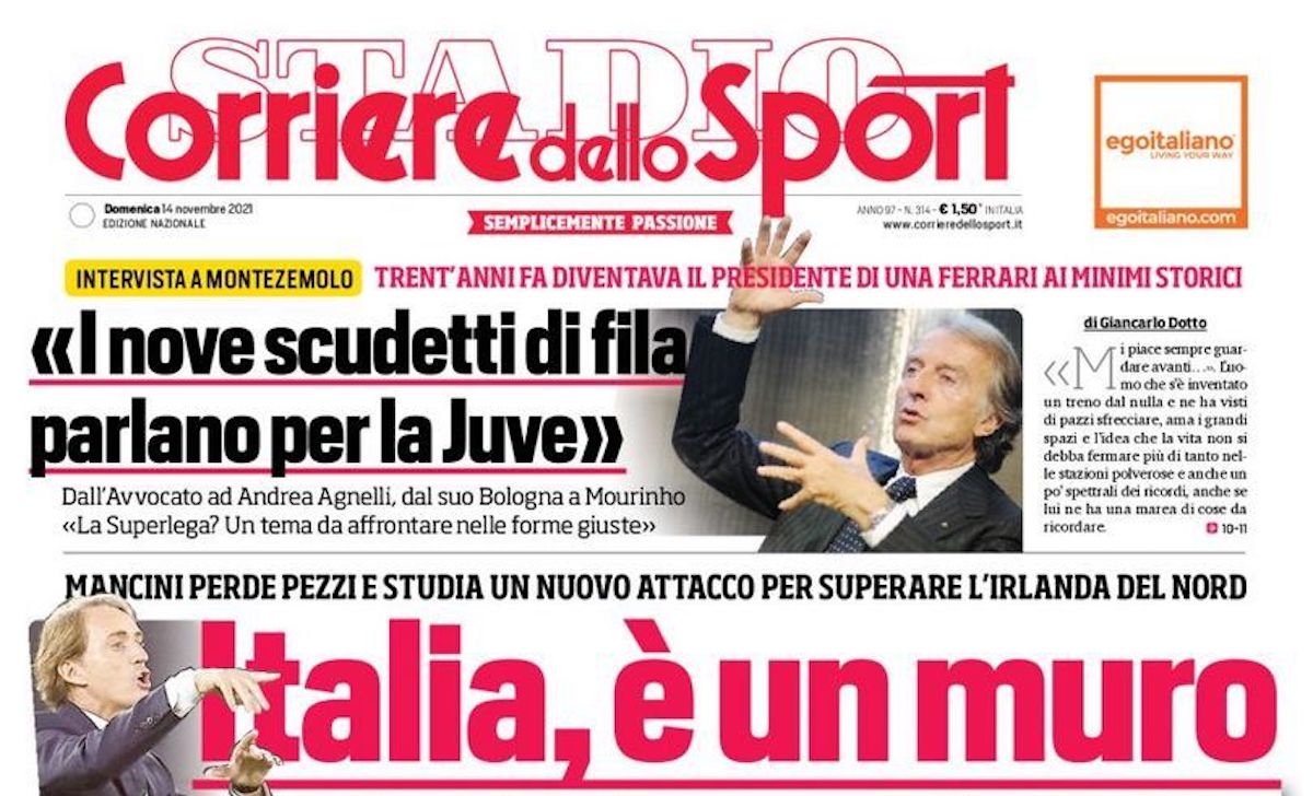 Rassegna stampa Juve: prime pagine quotidiani sportivi - 14 novembre 2021 42 corriere dello sport