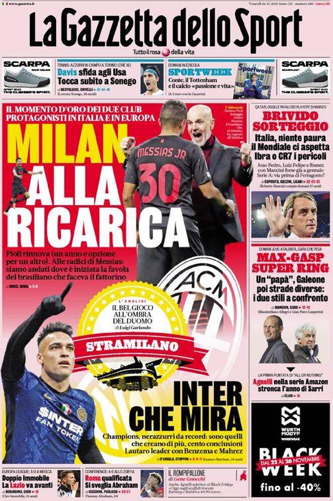 Rassegna stampa Juve: prime pagine quotidiani sportivi - 26 novembre 2021 44 gazzetta 1