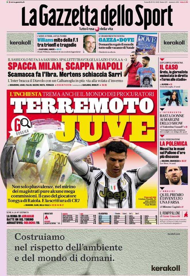 Rassegna stampa Juve: prime pagine quotidiani sportivi - 29 novembre 2021 44 gazzetta 2