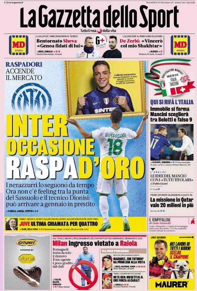 Rassegna stampa Juve: prime pagine quotidiani sportivi - 10 novembre 2021 44 la gazzetta dello sport 2021 11 10 618b0a3eaa8ed 1