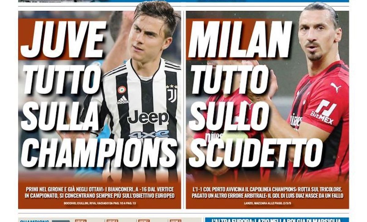 Rassegna stampa Juve: prime pagine quotidiani sportivi - 4 novembre 2021 42 tuttosport 2