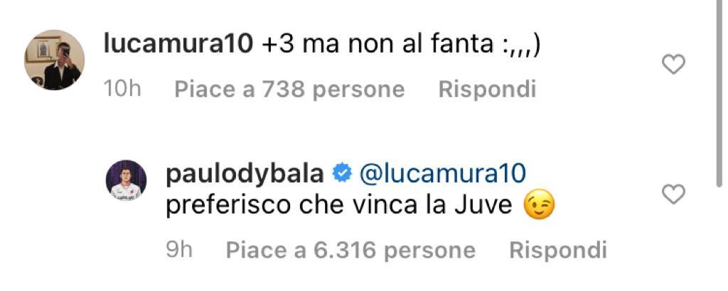 Dybala zittisce un tifoso così: «Preferisco vinca la Juventus» 39 WhatsApp Image 2021 12 01 at 08.38.16