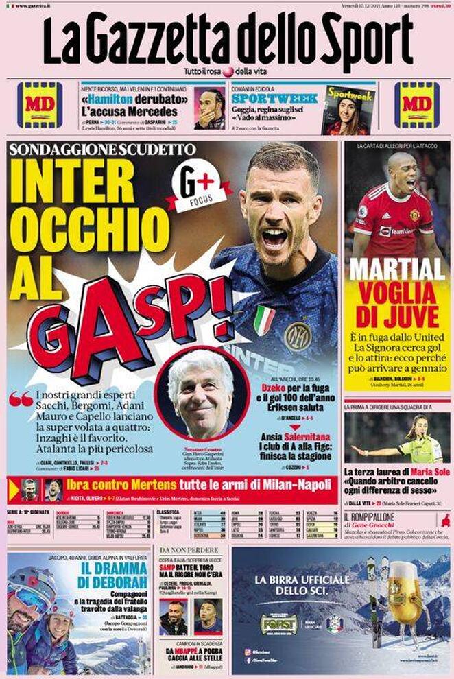 Rassegna stampa Juve: prime pagine quotidiani sportivi - 17 dicembre 2021 44 gazzetta 3