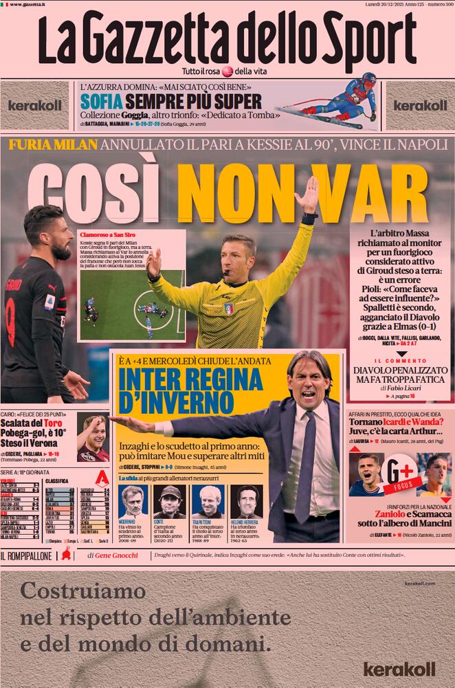 Rassegna stampa Juve: prime pagine quotidiani sportivi - 20 dicembre 2021 44 la gazzetta dello sport 2021 12 20 61c0107129a81