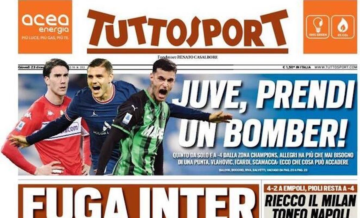 Rassegna stampa Juve: prime pagine quotidiani sportivi - 23 dicembre 2021 42 tuttosport 7