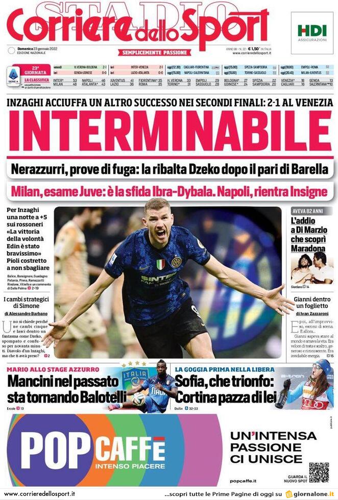 Rassegna stampa Juve: prime pagine quotidiani sportivi - 23 gennaio 2022 38 Corriere dello Sport 2