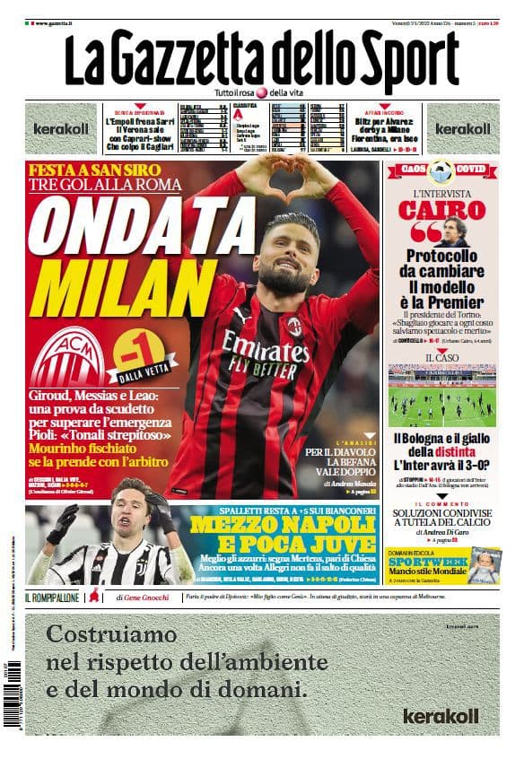 Rassegna stampa Juve: prime pagine quotidiani sportivi - 7 gennaio 2022 38 Gazzetta dello Sport 2