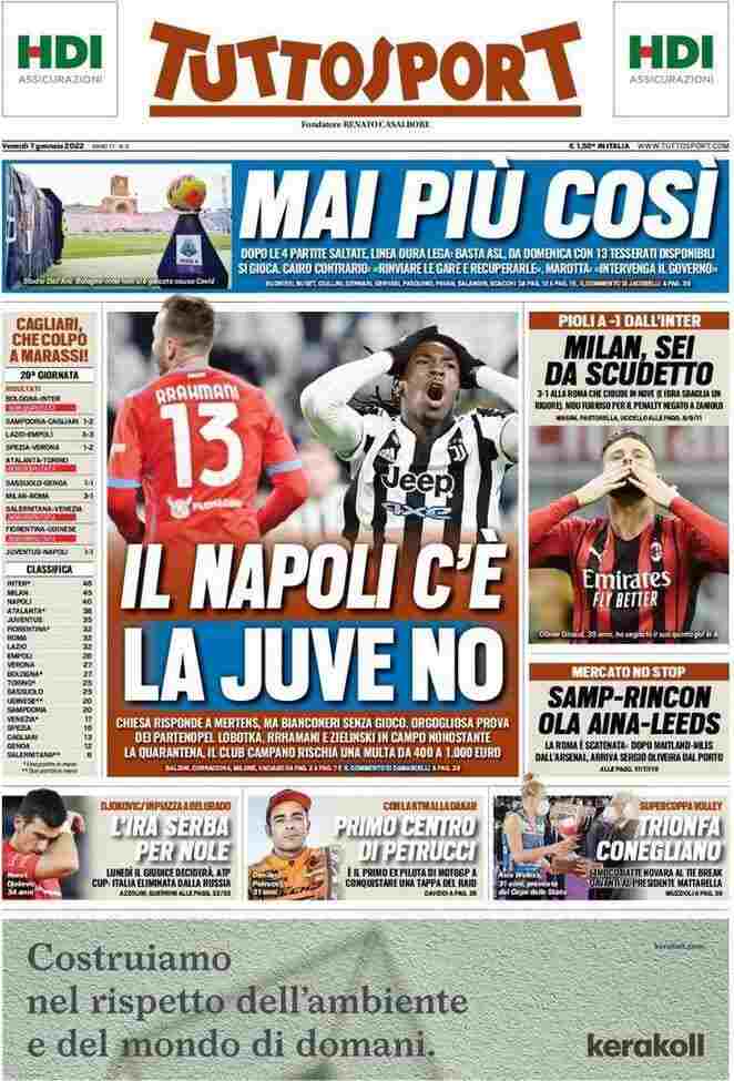 Rassegna stampa Juve: prime pagine quotidiani sportivi - 7 gennaio 2022 39 Tuttosport 2