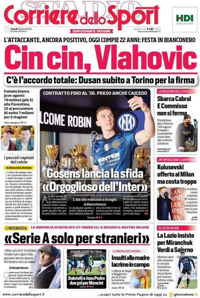 Rassegna stampa Juve: prime pagine quotidiani sportivi - 28 gennaio 2022 38 corriere dello sport 002239337