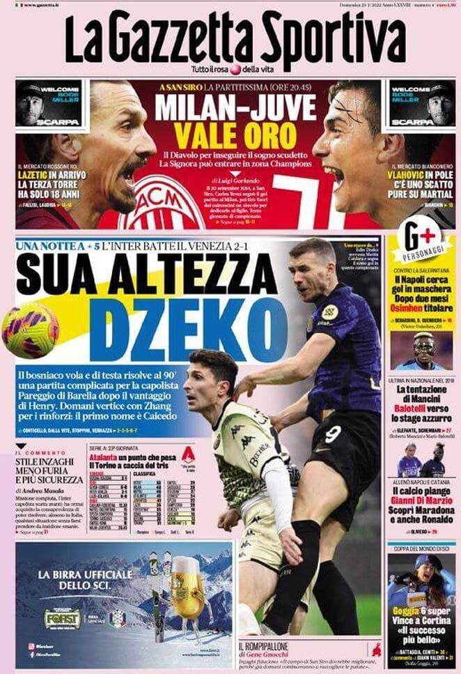 Rassegna stampa Juve: prime pagine quotidiani sportivi - 23 gennaio 2022 39 photo 2022 01 23 08 02 28