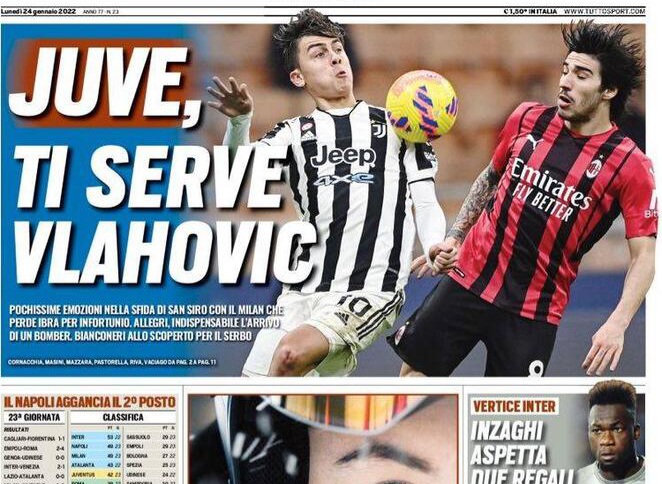 Rassegna stampa Juve: prime pagine quotidiani sportivi - 24 gennaio 2022 36 tuttosport 005209569 1