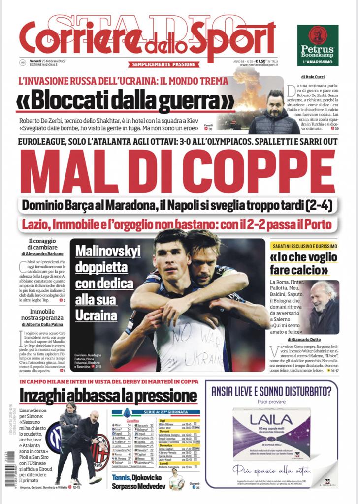 Rassegna stampa Juve: prime pagine quotidiani sportivi - 25 febbraio 2022 38 Corriere 4