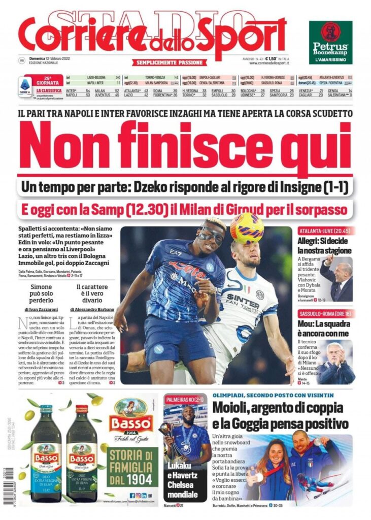 Rassegna stampa Juve: prime pagine quotidiani sportivi - 13 febbraio 2022 37 Corriere dello Sport 1