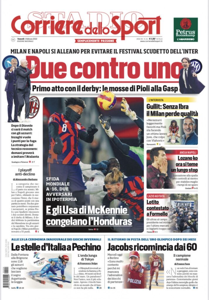 Rassegna stampa Juve: prime pagine quotidiani sportivi - 4 febbraio 2022 38 Corriere dello Sport