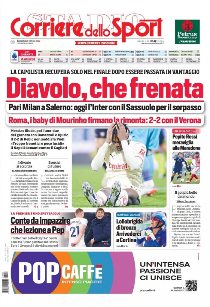 Rassegna stampa Juve: prime pagine quotidiani sportivi - 20 febbraio 2022 38 Corriere dello sport 2