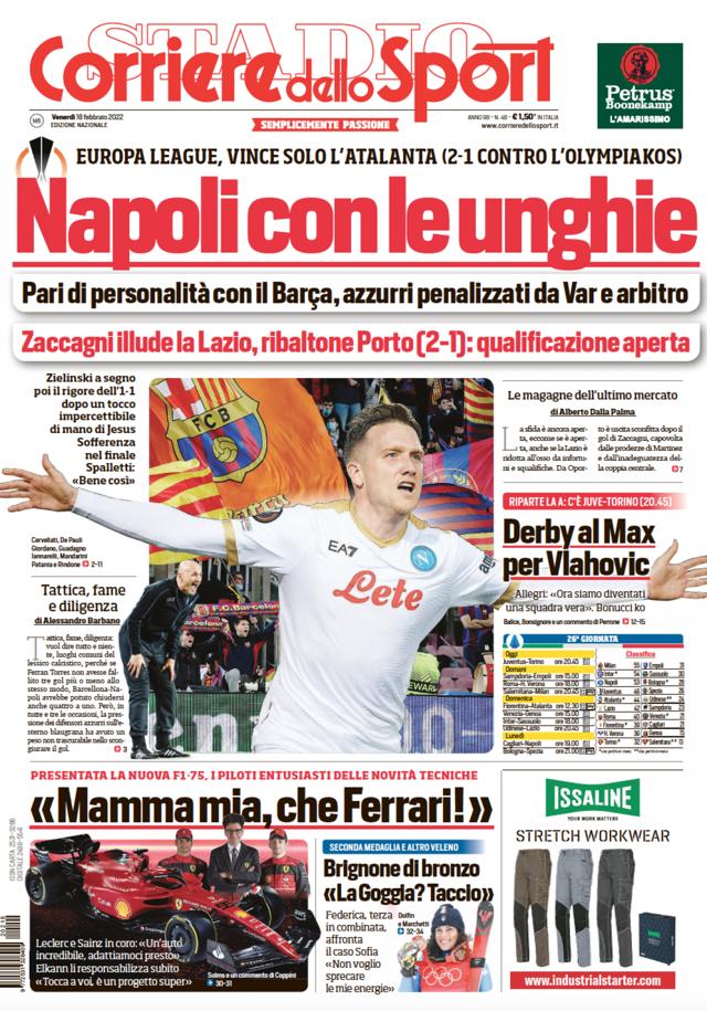 Rassegna stampa Juve: prime pagine quotidiani sportivi - 18 febbraio 2022 37 Corriere