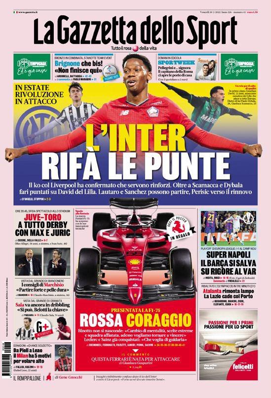 Rassegna stampa Juve: prime pagine quotidiani sportivi - 18 febbraio 2022 38 Gazzetta 2