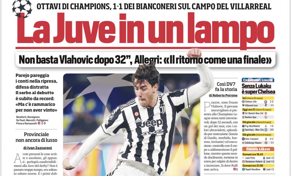 Rassegna stampa Juve: prime pagine quotidiani sportivi - 23 febbraio 2022 36 corriere 3