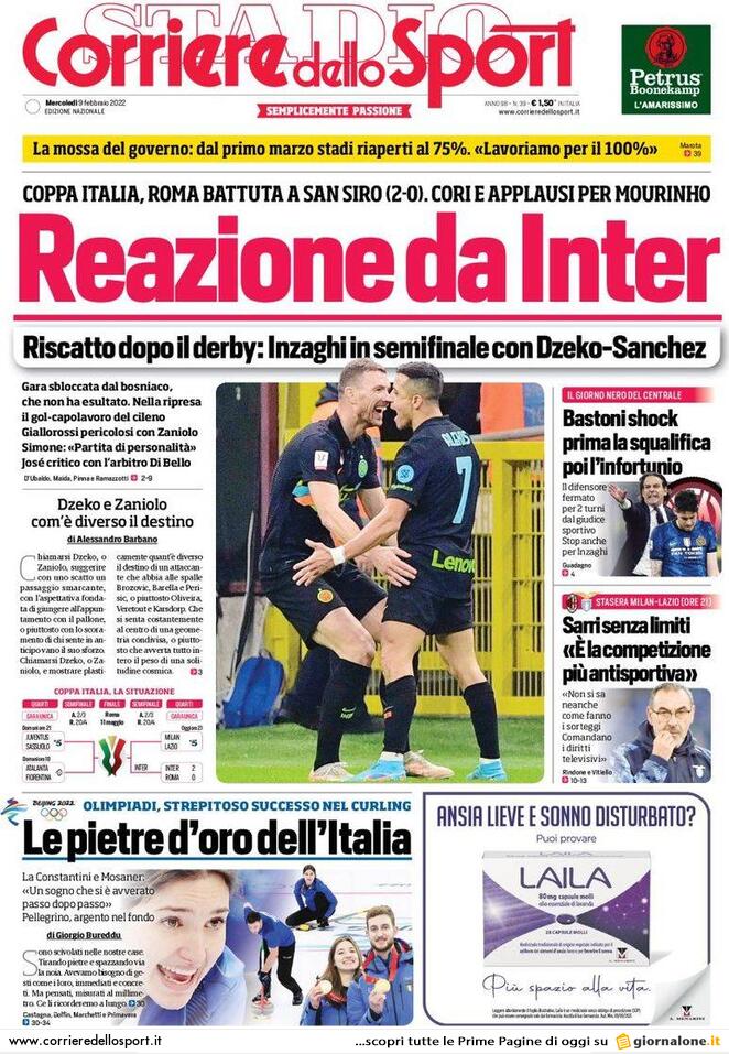 Rassegna stampa Juve: prime pagine quotidiani sportivi - 9 febbraio 2022 37 corriere dello sport 003255367