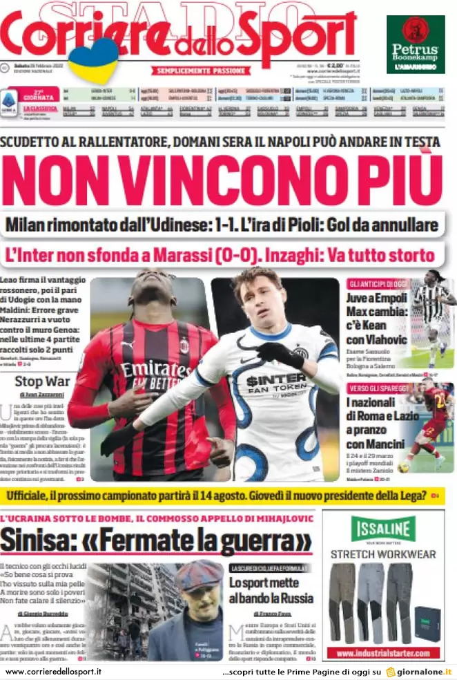 Rassegna stampa Juve: prime pagine quotidiani sportivi - 26 febbraio 2022 38 corriere dello sport 005830913