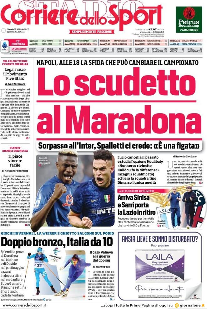 Rassegna stampa Juve: prime pagine quotidiani sportivi - 12 febbraio 2022 37 corriere dello sport 12 febbraio 2022
