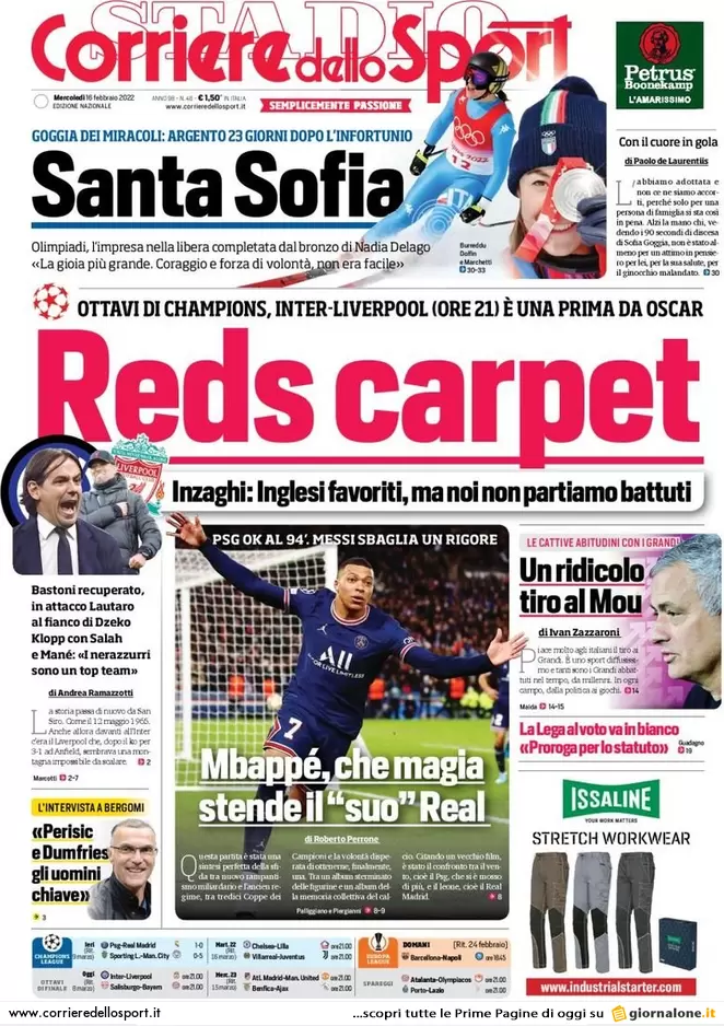 Rassegna stampa Juve: prime pagine quotidiani sportivi - 16 febbraio 2022 37 corriere dello sport 16 febbraio 2022webp
