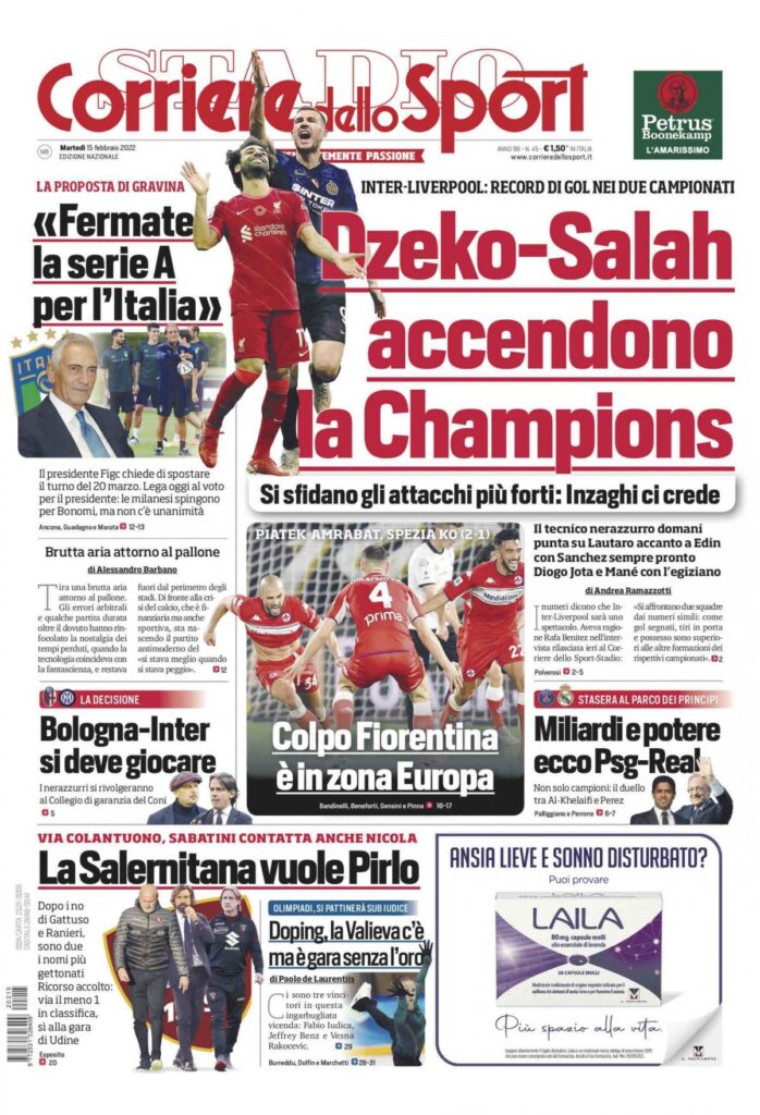 Rassegna stampa Juve: prime pagine quotidiani sportivi - 15 febbraio 2022 37 corsport 10