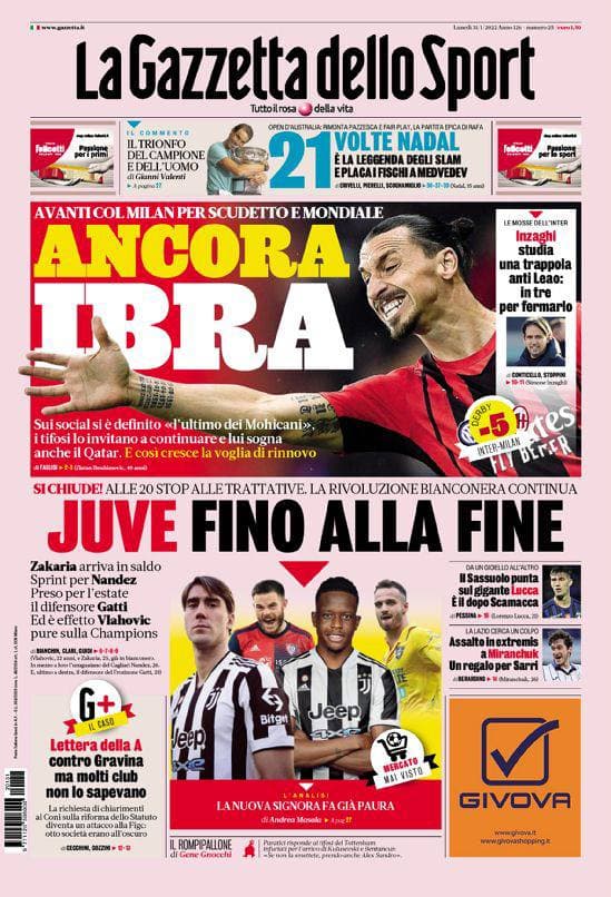 Rassegna stampa Juve: prime pagine quotidiani sportivi - 5 febbraio 2022 39 photo 2022 02 05 07 56 50