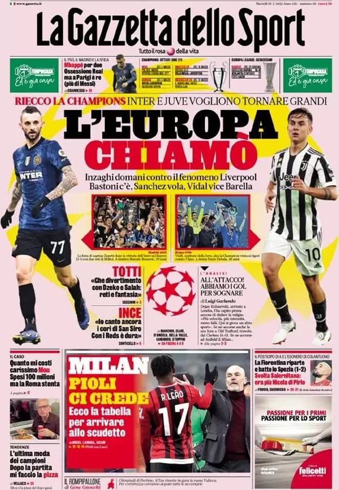 Rassegna stampa Juve: prime pagine quotidiani sportivi - 15 febbraio 2022 38 photo 2022 02 15 07 59 17