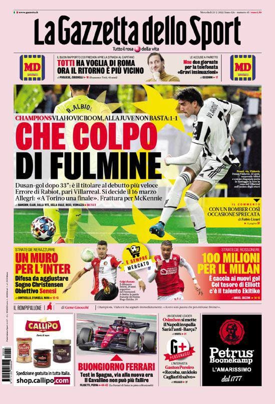 Rassegna stampa Juve: prime pagine quotidiani sportivi - 23 febbraio 2022 39 photo 2022 02 23 07 56 22