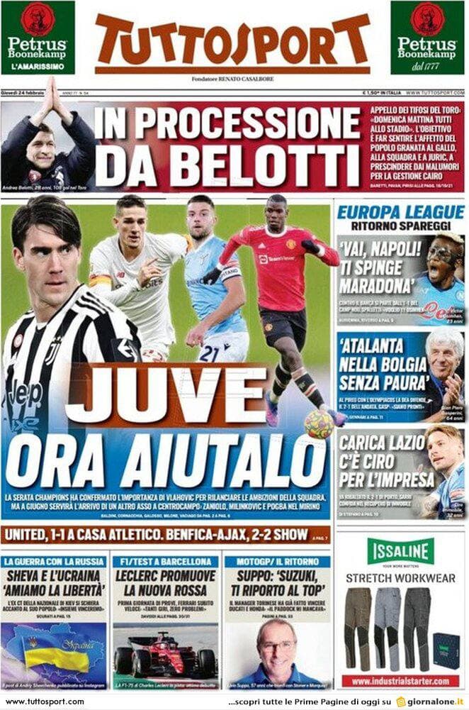 Rassegna stampa Juve: prime pagine quotidiani sportivi - 24 febbraio 2022 39 photo 2022 02 24 07 54 53