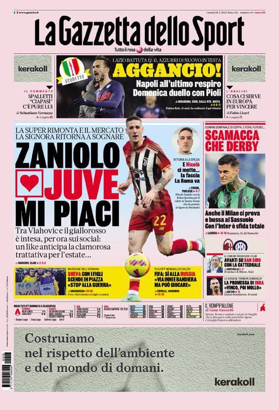 Rassegna stampa Juve: prime pagine quotidiani sportivi - 28 febbraio 2022 38 photo 2022 02 28 08 00 10