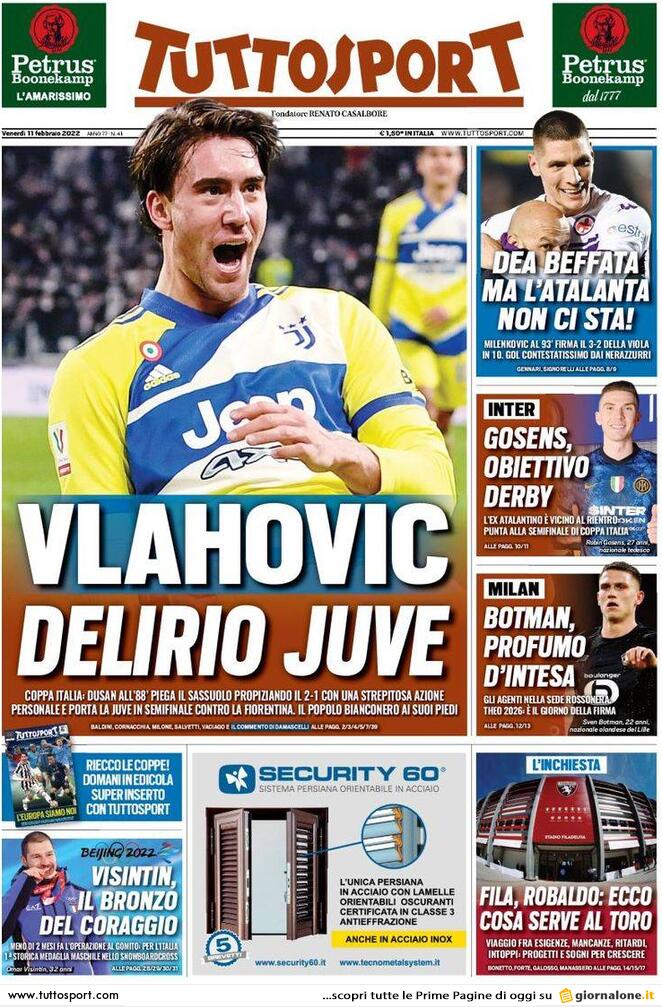 Rassegna stampa Juve: prime pagine quotidiani sportivi - 11 febbraio 2022 36 tuttosport 003223922