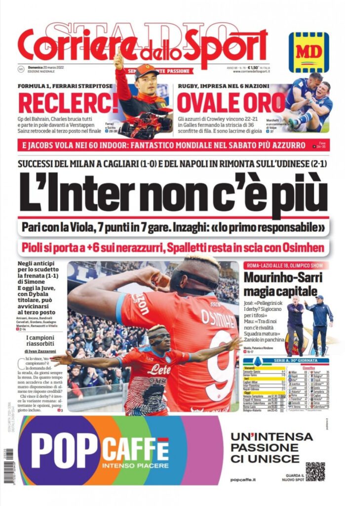 Rassegna stampa Juve: prime pagine quotidiani sportivi - 20 marzo 2022 38 Corriere dello Sport 1