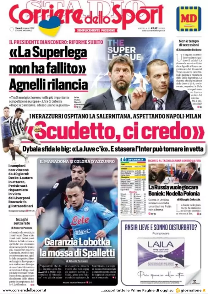 Rassegna stampa Juve: prime pagine quotidiani sportivi - 4 marzo 2022 37 corriere dello sport 001649712